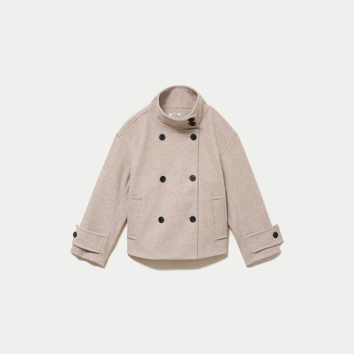 Caban oversize court col montant beige