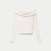 Top ajust&eacute; cropped manches longues ecru