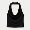Top ajust&eacute; cropped d&eacute;collet&eacute; dos noir ado