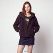 Blouson court droit effet polaire marron fonc&eacute;