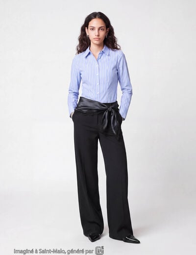 Pantalon coupe large taille basse noir