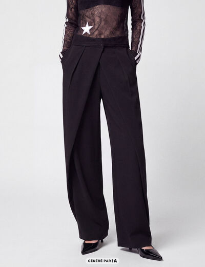 Pantalon coupe large noir