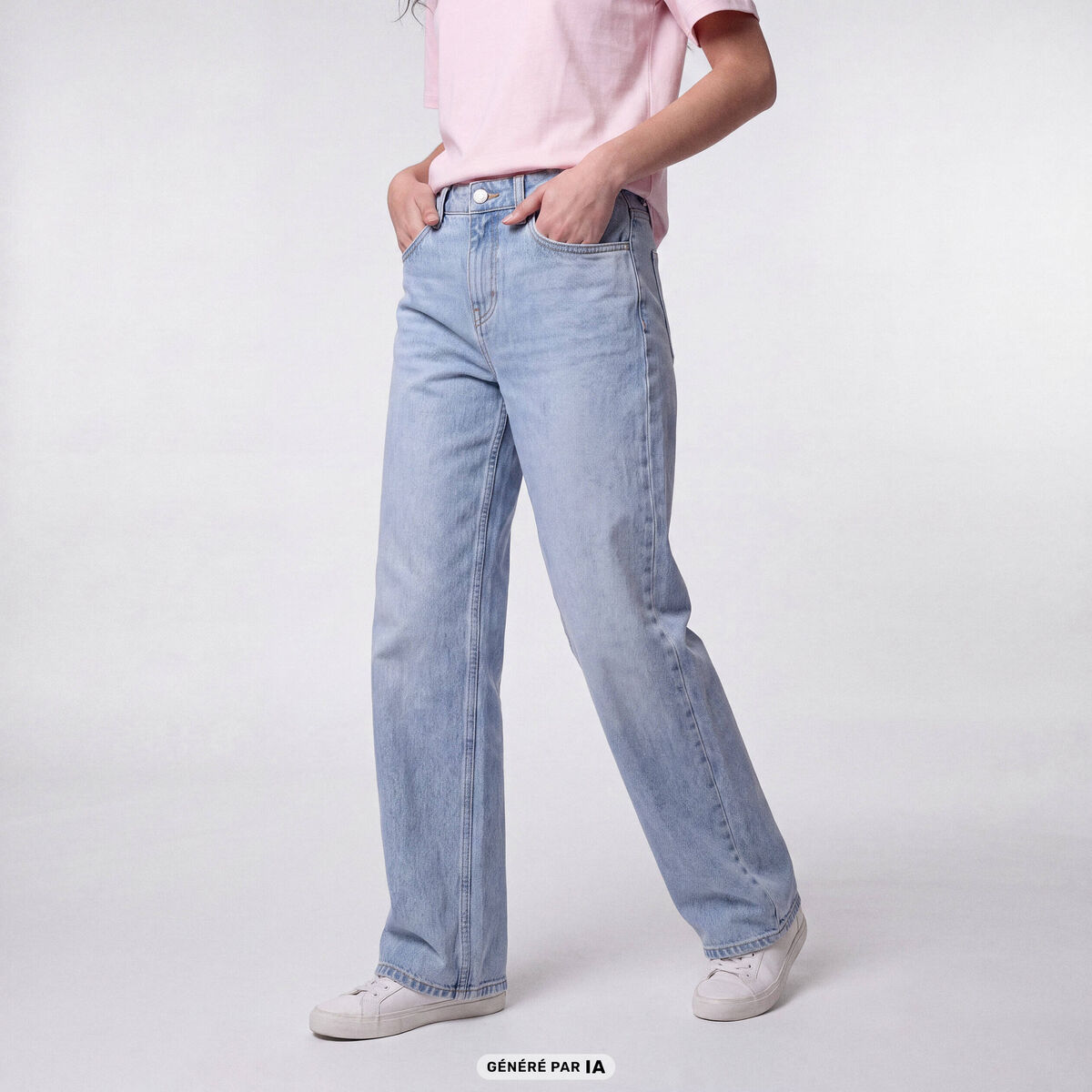 Jean Tom regular taille haute denim bleach