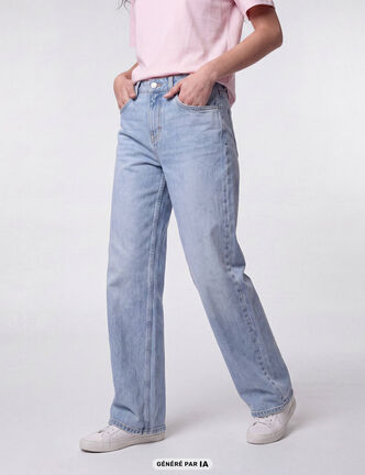 Jean Tom regular taille haute denim bleach