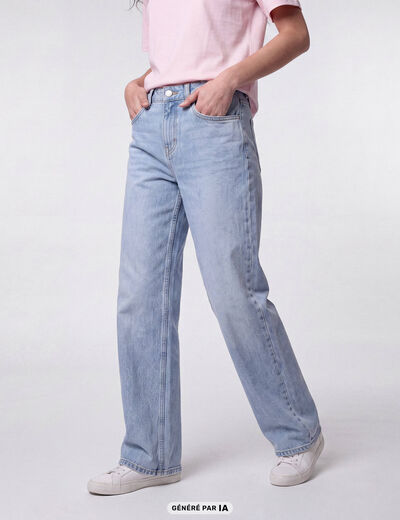 Jean Tom regular taille haute denim bleach