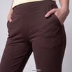 Leggings bootcut taille haute stretch marron fonc&eacute;