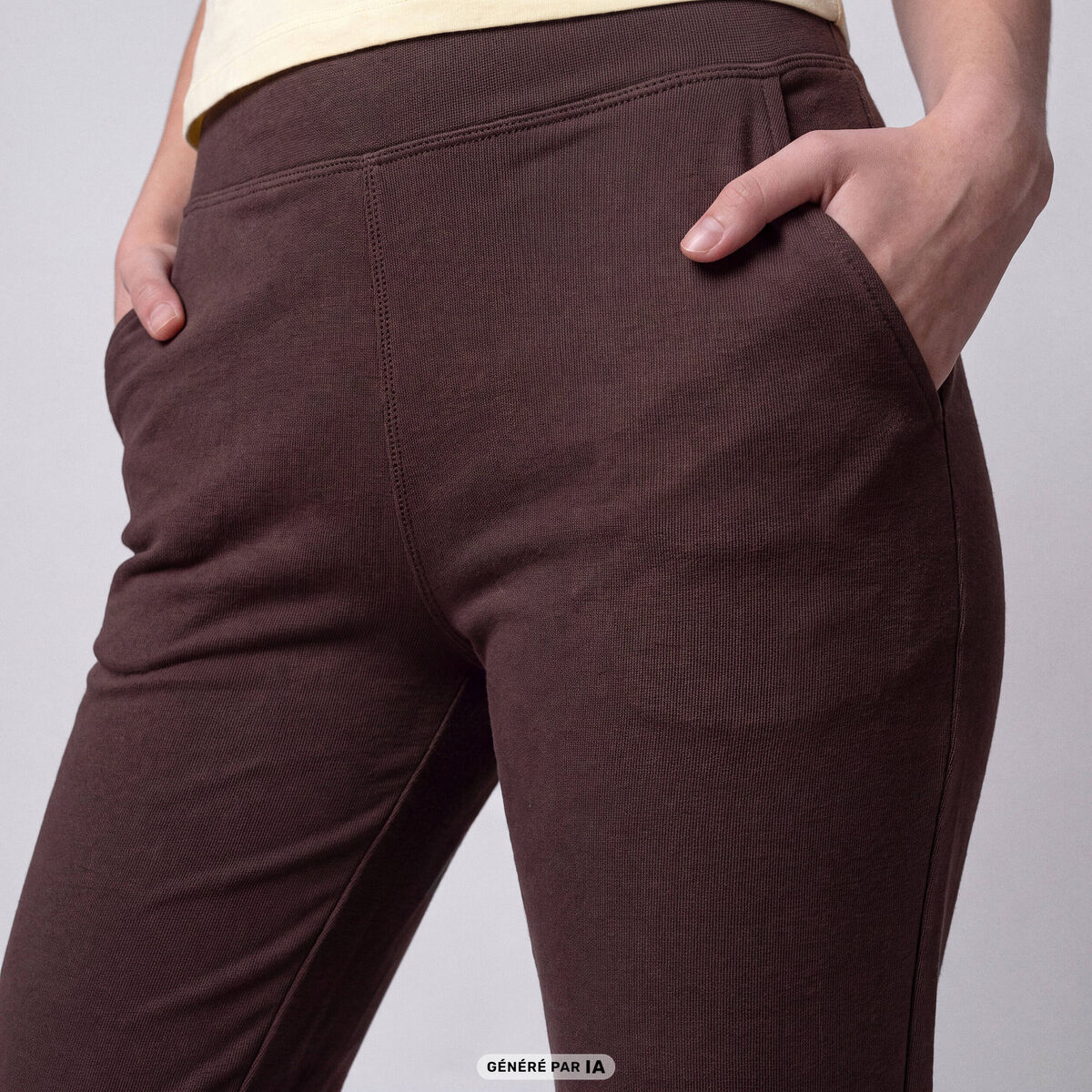 Leggings bootcut taille haute stretch marron fonc&eacute;