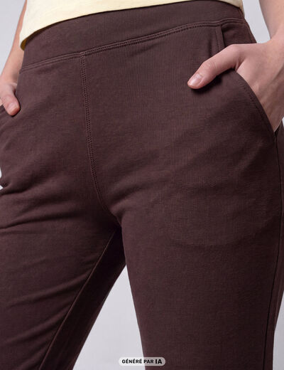Leggings bootcut taille haute stretch marron fonc&eacute;