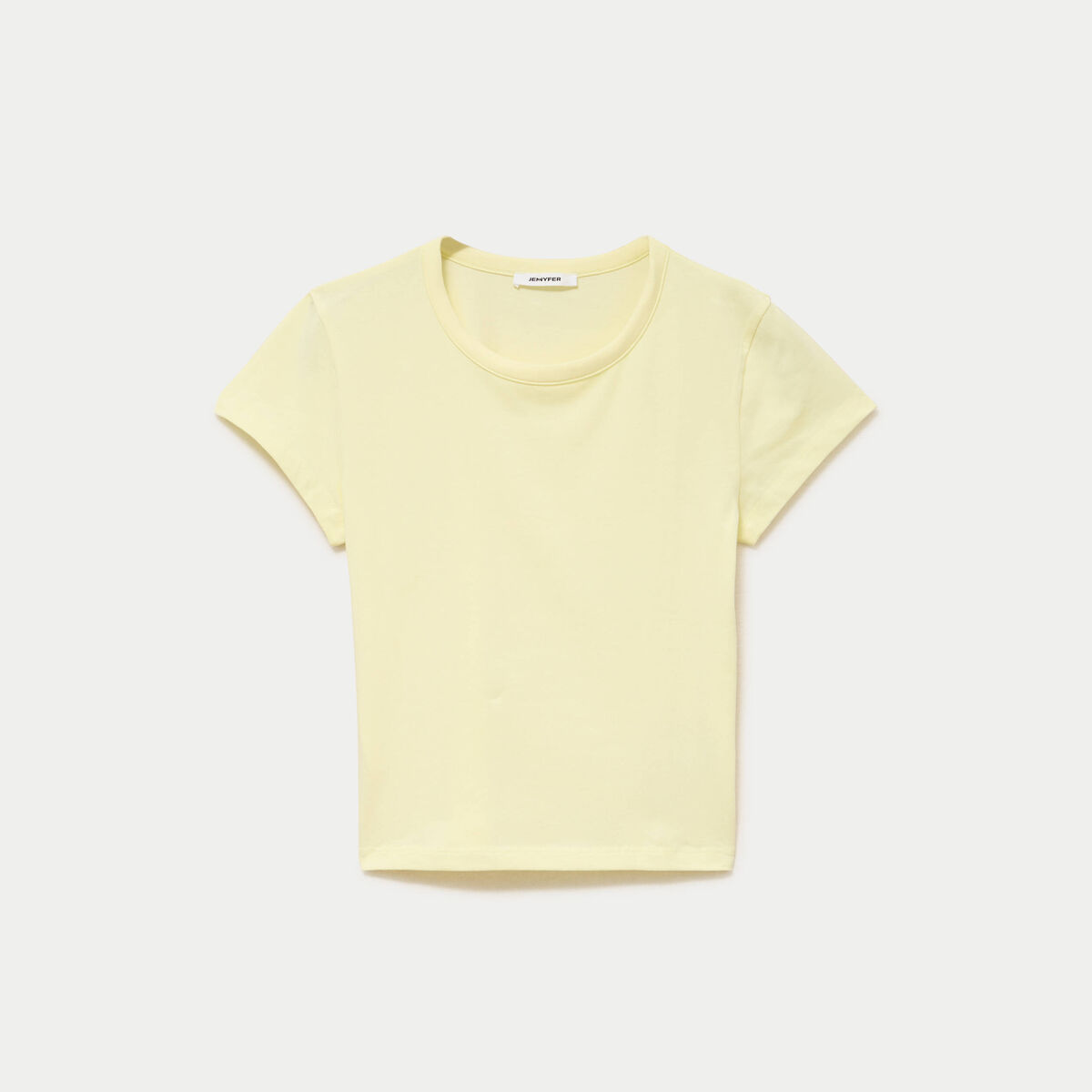 T-shirt ajust&eacute; col rond manches courtes jaune clair