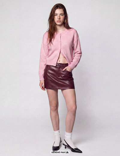 Gilet ajust&eacute; cropped manches longues rose