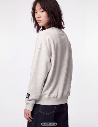 Sweat col rond manches longues blanc