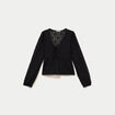 Chemise cintr&eacute;e dentelle col rond noir ado