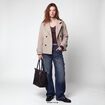 Caban oversize court col montant beige