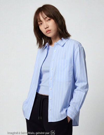Chemise oversize longue 2-en-1 bleu ciel