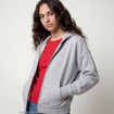 Sweat oversize court &agrave; capuche gris clair