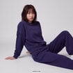 Sweat col rond manches longues strass bleu marine