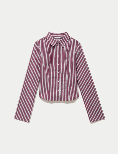Chemise ajust&eacute;e manches longues bordeaux
