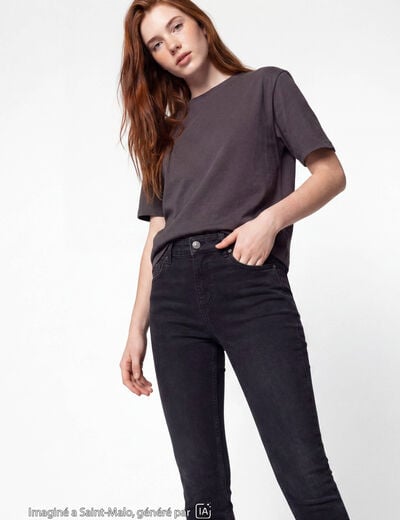 Jean skinny taille standard denim noir ado