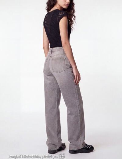 Jean Lenny wide leg taille standard denim gris
