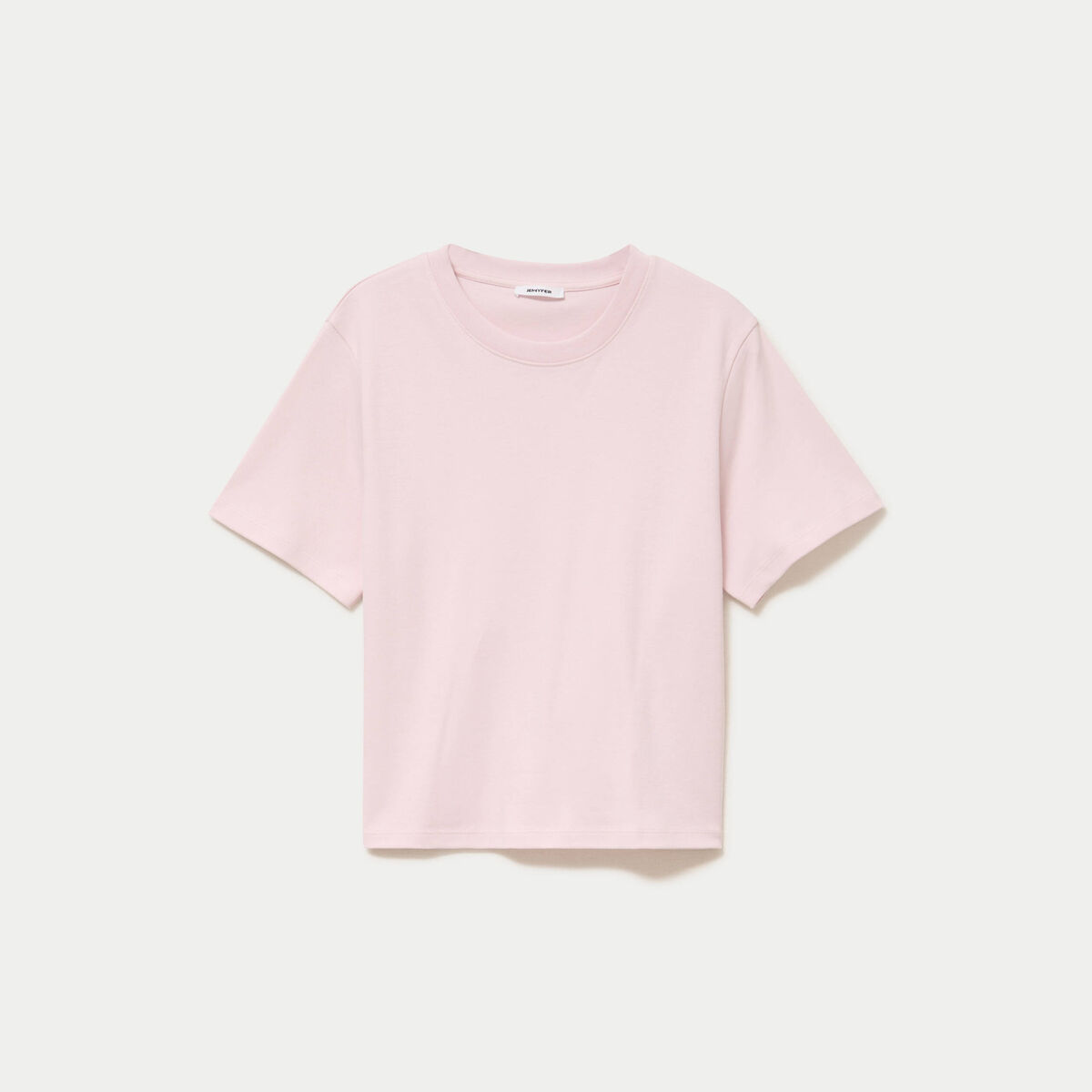 T-shirt col rond manches courtes rose clair