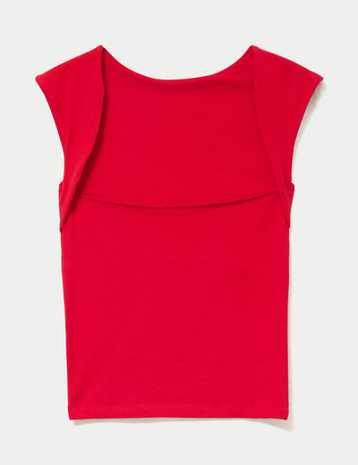Top ajust&eacute; sans manches d&eacute;collet&eacute; dos rouge
