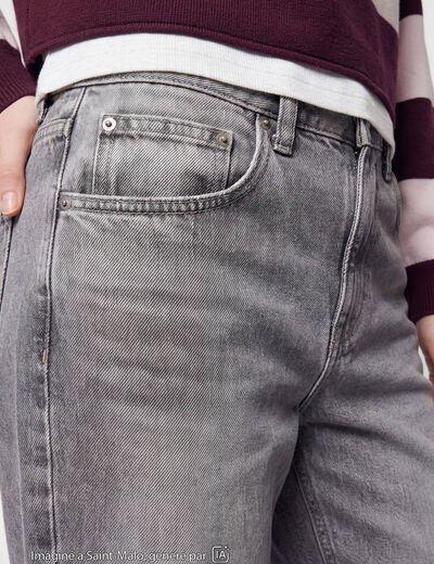 Jean loose taille basse denim gris ado