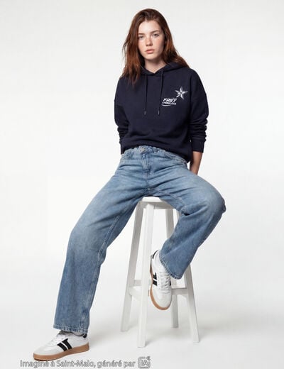 Jean Lenny wide leg taille standard denim double stone