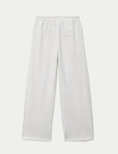 Jogging large en maille ecru