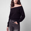 Pull oversize col bardot manches longues noir