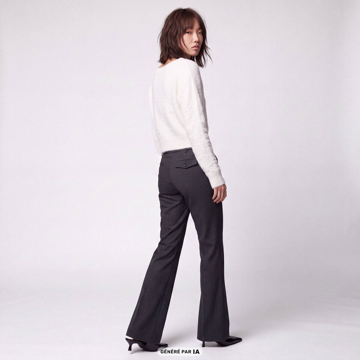 Pantalon bootcut stretch taille standard gris fonc&eacute;