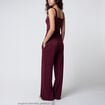 Jogging large en maille bordeaux