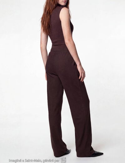 Pantalon large taille standard marron fonc&eacute; ado
