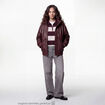 Veste oversize similicuir col biker bordeaux