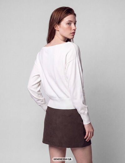 Pull oversize col bardot manches longues blanc