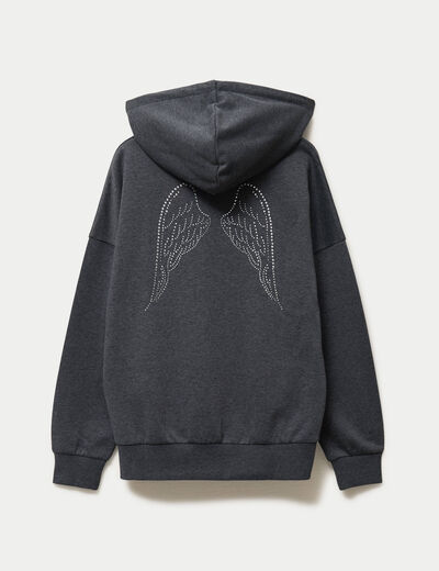 Sweat &agrave; capuche manches longues gris