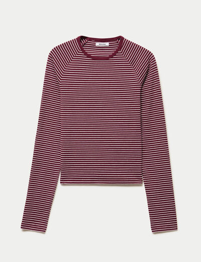 T-shirt manches longues rouge fonc&eacute;