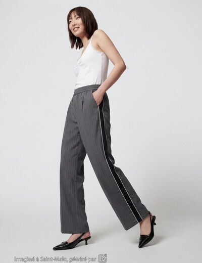 Pantalon bootcut fendu taille standard gris fonc&eacute;