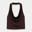 Top ajust&eacute; cropped d&eacute;collet&eacute; dos marron fonc&eacute; ado