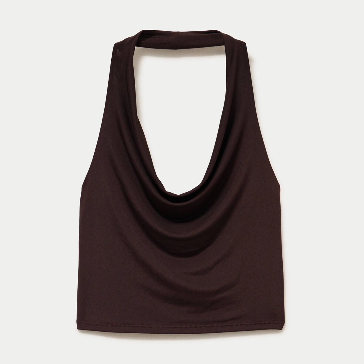 Top ajust&eacute; cropped d&eacute;collet&eacute; dos marron fonc&eacute; ado