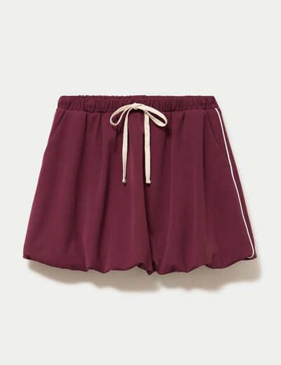 Jupe courte ample effet boule bordeaux