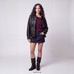 Veste oversize similicuir col biker noir