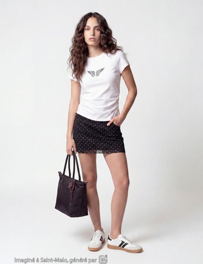T-shirt droit court manches courtes blanc