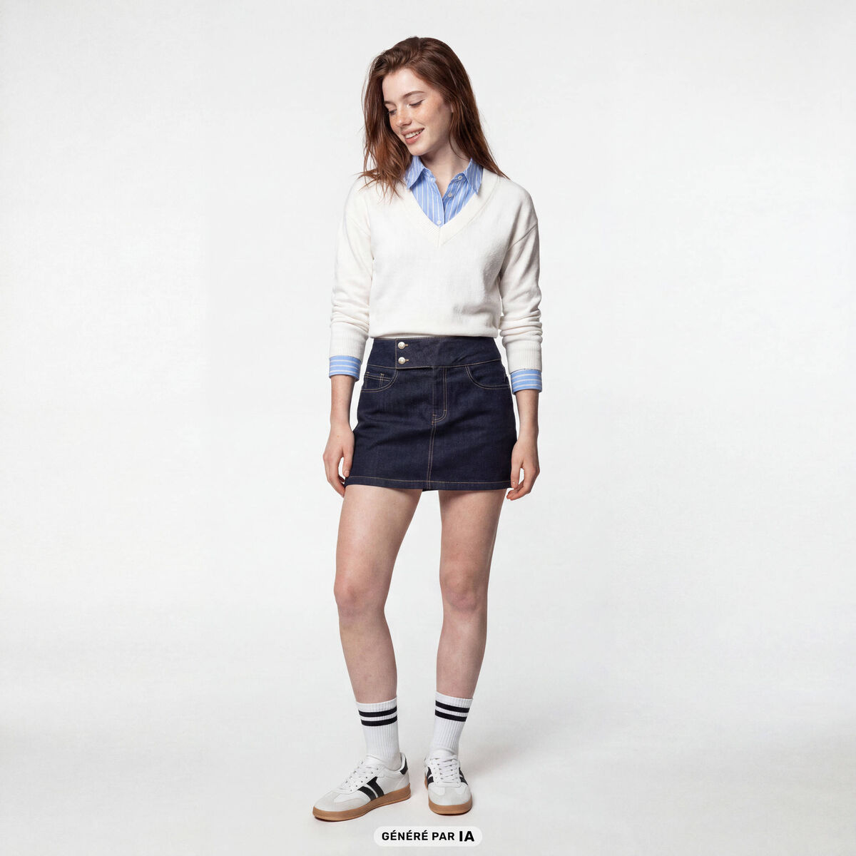 Jupe-short courte en jean denim brut ado