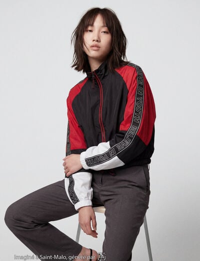 Blouson oversize cropped col biker noir