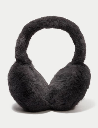 Cache-oreilles en fausse fourrure gris