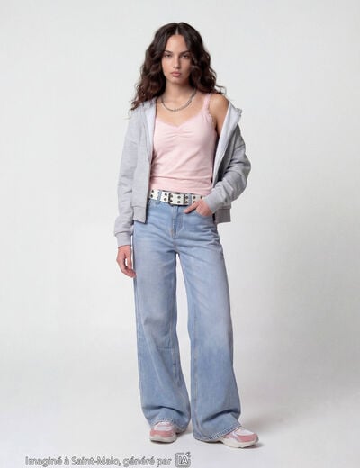 Jean Lenny wide leg taille standard denim triple stone