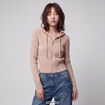 Gilet &agrave; capuche manches longues beige