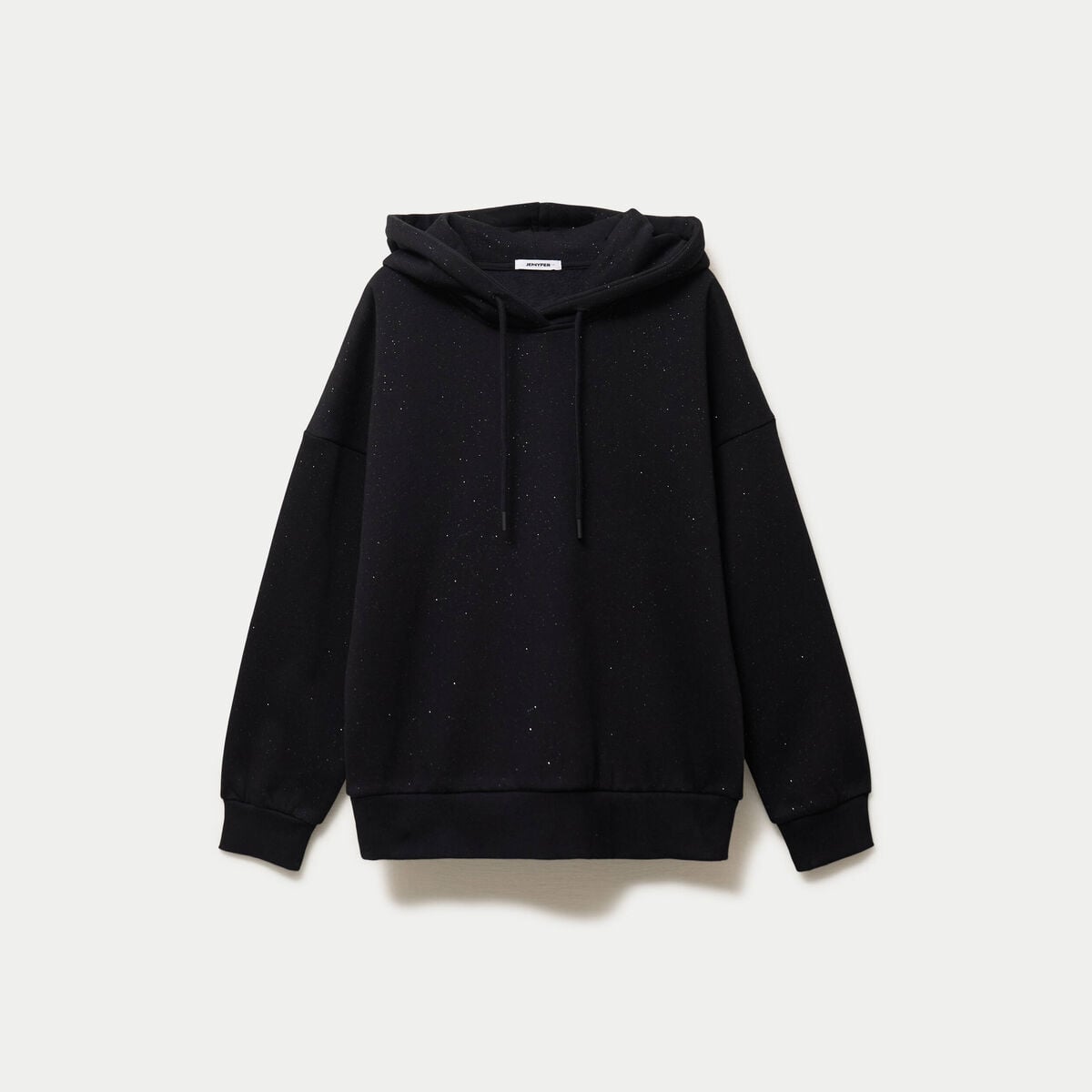 Sweat boyfriend brillant &agrave; capuche noir