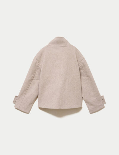 Caban oversize court col montant beige