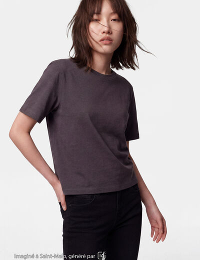 T-shirt col rond manches courtes noir